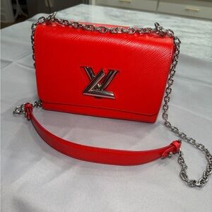 Louis Vuitton Vibrant Red Crossbody with Silver Accents